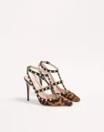 Valentino Rockstud Pumps With Straps In Pony-Effect Calfskin 100Mm - Image 6